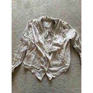 Anthropologie Linen Blend Draped Open Front Jacket Tan Beige Women's Small